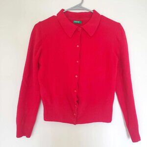 Vintage United Colors of Benetton Cherry Red Wool Button Down (MADE IN ITALY)